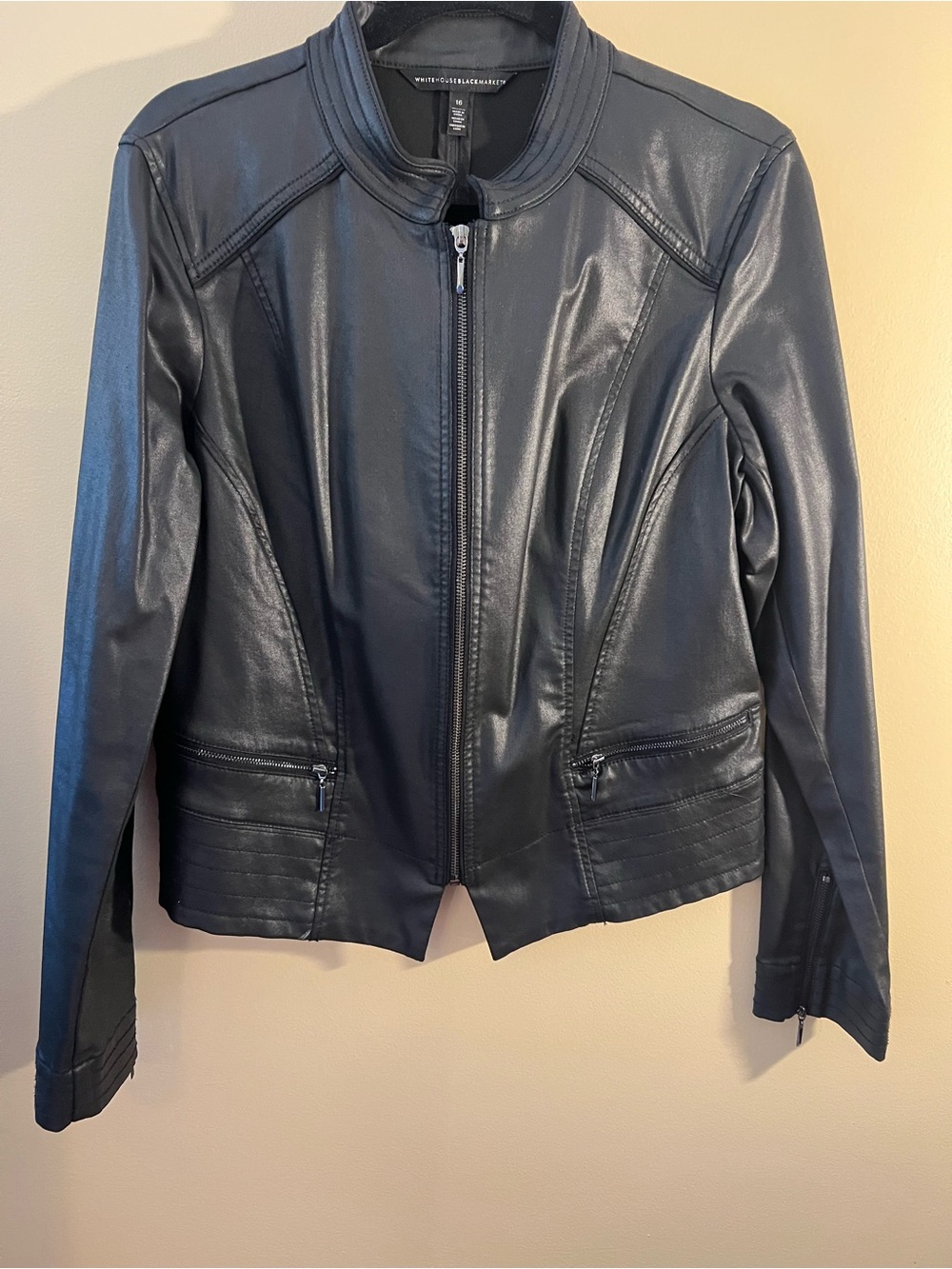 WHBM Gray Coated Moto Jacket